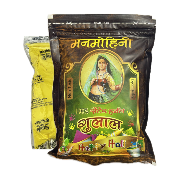 Manmohini 100% Herbal Yellow Gulal - 100gm