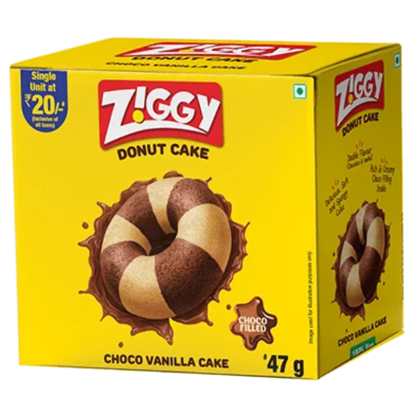 Ziggy Donut Cake Choco Vanilla 470g (Pack of 10)