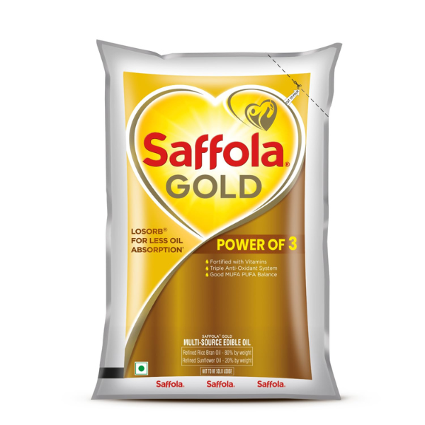 Saffola Gold Power of 3 Refined Blended Cooking Oil 1L