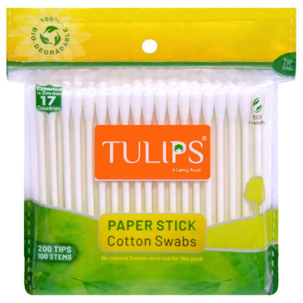 Tulips Paper Stick Cotton Swabs 100 pieces