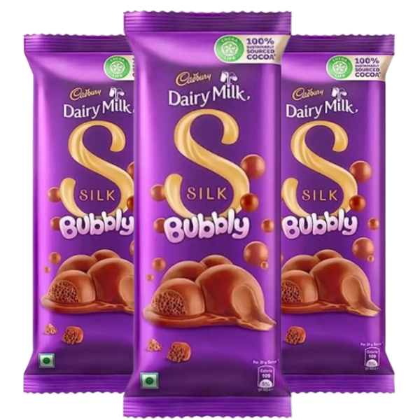 Dairy Milk Silk Bubbly Chocolate Bar, ( Pack of 3)  