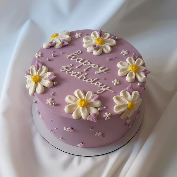 Purple Floral Butterscotch Cake