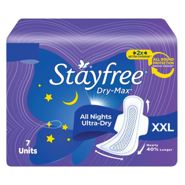 Stayfree Dry-Max All Nights Sanitary Pads XXL - 7 Units