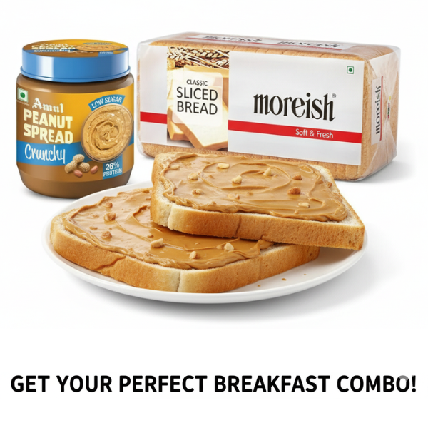 Amul Peanut Spread Crunchy with Moreish Classic Sliced Bread