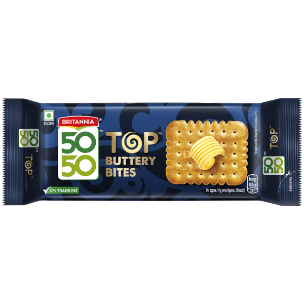 Britannia 50-50 Top Buttery Bites Biscuits 200 g