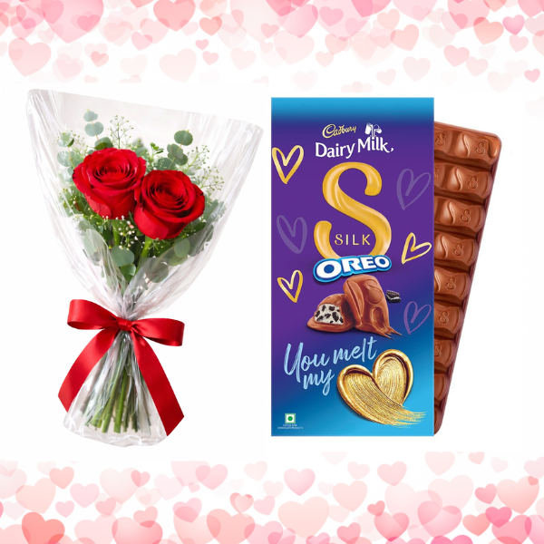 Love Surprise Combo – Red Roses with Dairy Milk Silk Oreo Chocolate