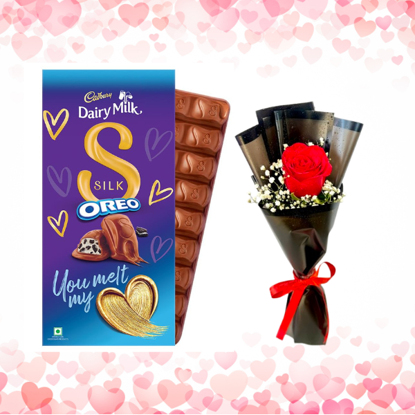 Red Rose Bouquet and Cadbury Silk Oreo