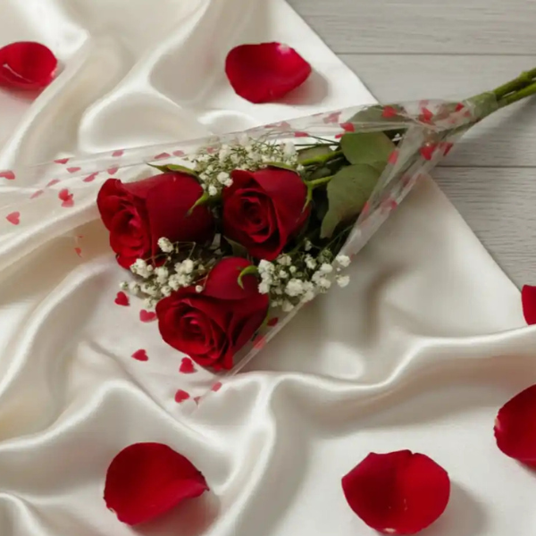 3 Red Roses Flower Bouquet (1 Piece)