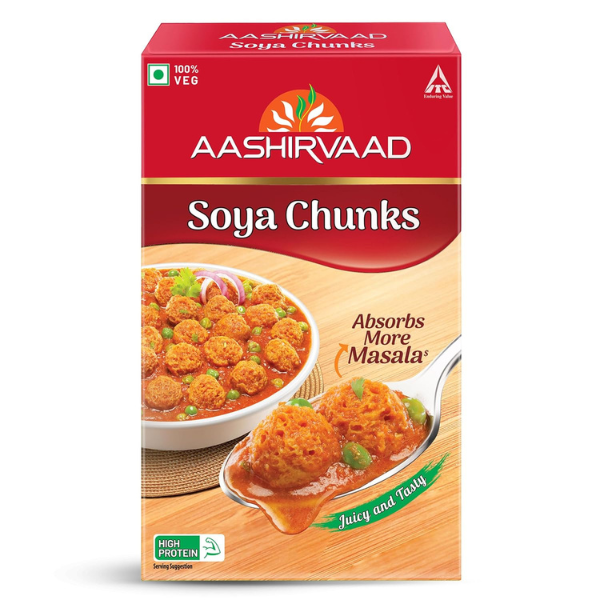 Aashirvaad Soya Chunks, Juicy & Tasty, High Protein 200 g