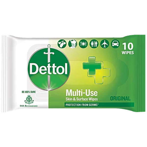 Dettol Original Multi-use Skin & Surface Wipes (10 Wipes)