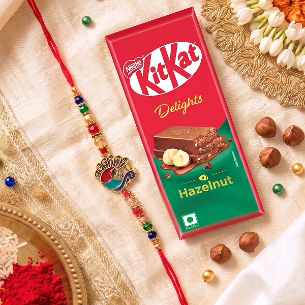 Peacock Rakhi with KitKat Hazelnut Combo
